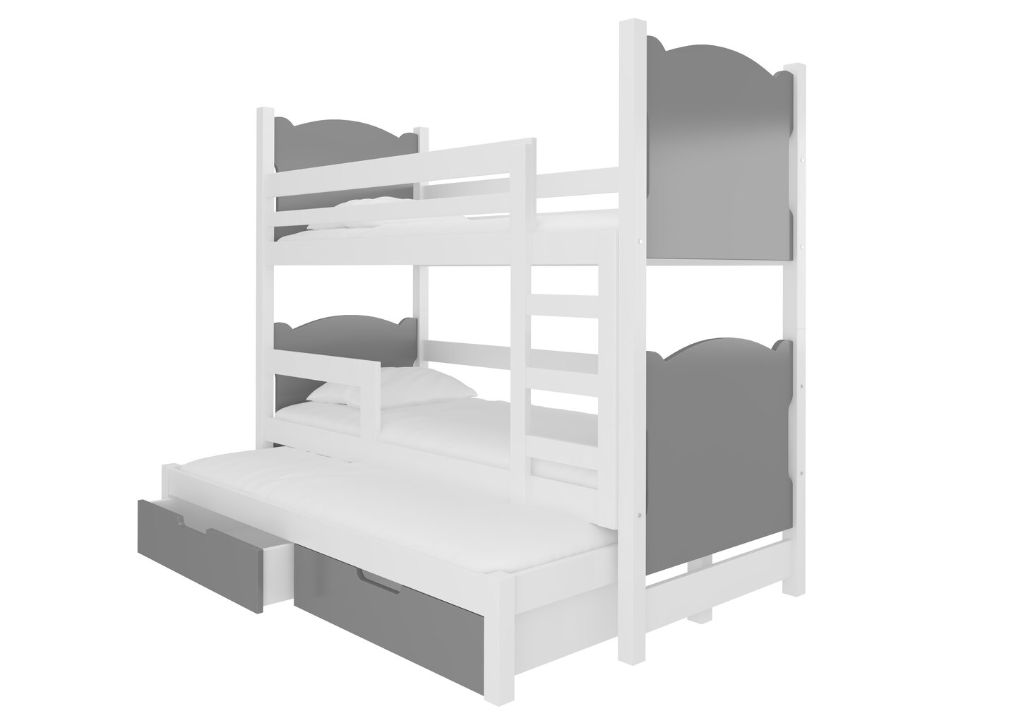 Divstāvu gulta Leticia, 180x75 cm/172x75 cm, pelēka/balta цена и информация | Bērnu gultas | 220.lv