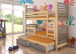 Кровать двухъярусная Soria, 180x75 см / 172x75 см, серая / коричневая цена и информация | Детские кровати | 220.lv