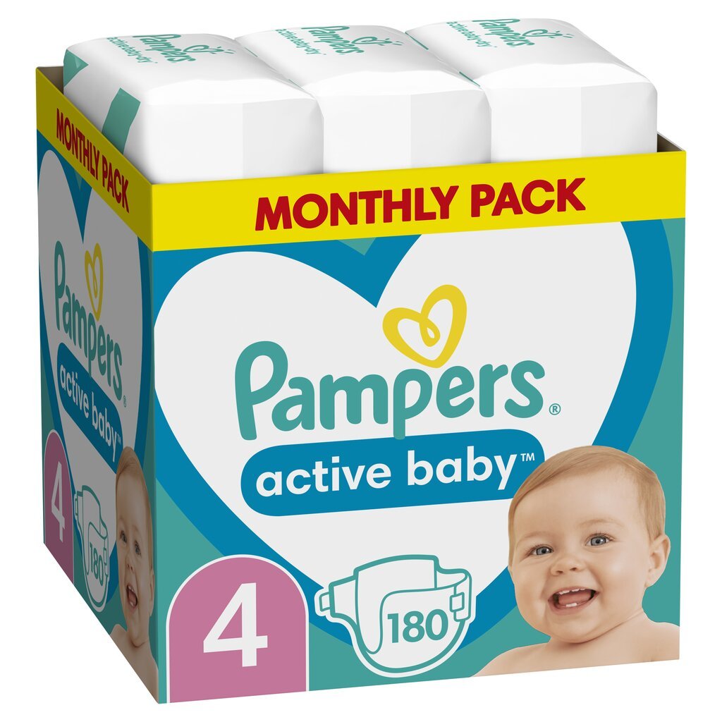 Autiņbiksītes PAMPERS Active Baby MSB S4, 180 gab. cena un informācija | Autiņbiksītes | 220.lv