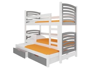 Divstāvu gulta Soria, 180x75 cm/172x75 cm, pelēka/balta cena un informācija | Bērnu gultas | 220.lv