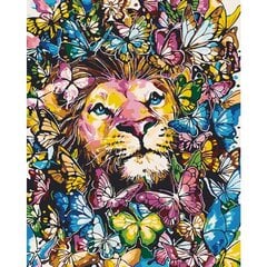 Gleznošanas komplektā glezna - Lauva un tauriņi, 40x50 cena un informācija | Gleznas pēc numuriem | 220.lv
