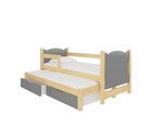 Bērnu gulta Campos, 180 x 75/172 x 75 cm, pelēka/brūna