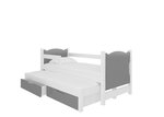 Bērnu gulta Campos, 180 x 75/172 x 75 cm, pelēka/balta