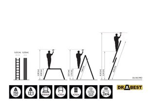 Лестница алюминиевая универсальная DRABEST 4x3 цена и информация | Стремянки | 220.lv