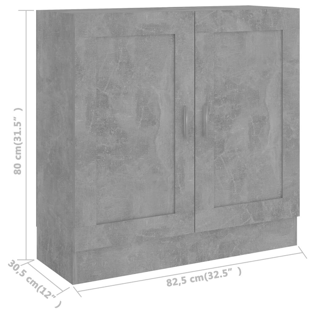 vidaXL grāmatu skapis, betona pelēks, 82,5x30,5x80 cm, skaidu plāksne cena un informācija | Plaukti | 220.lv