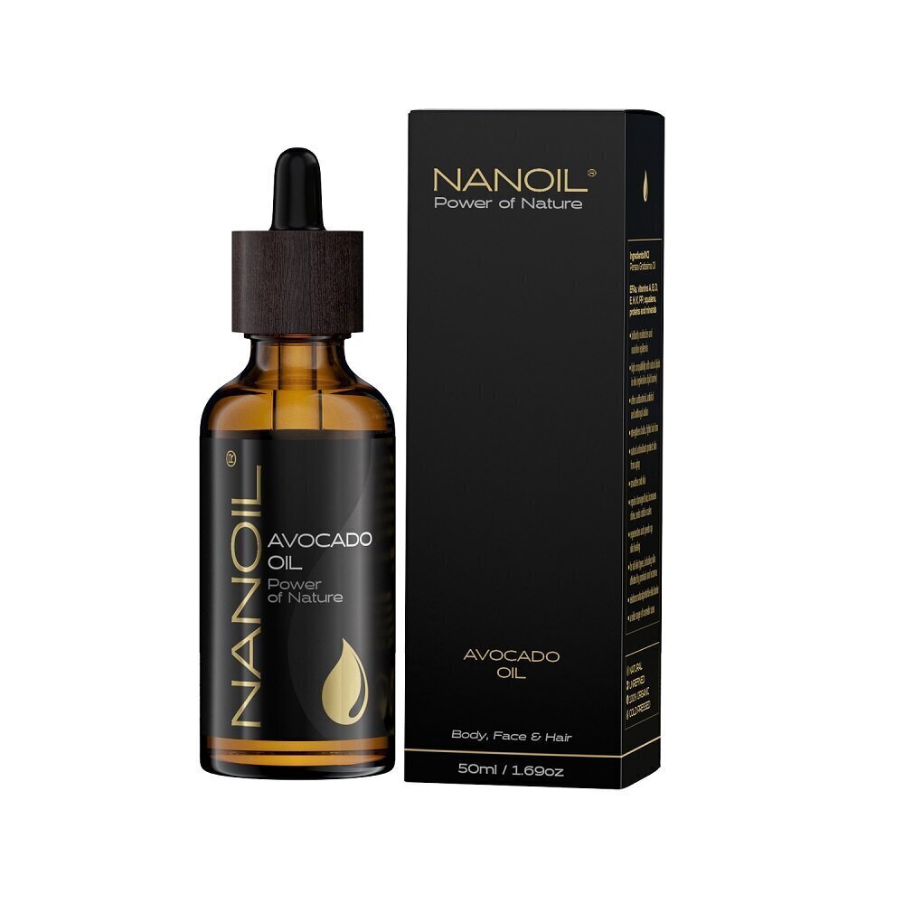 Ķermeņa un matu avokado eļļa Nanoil, 50 ml cena un informācija | Serumi sejai, eļļas | 220.lv