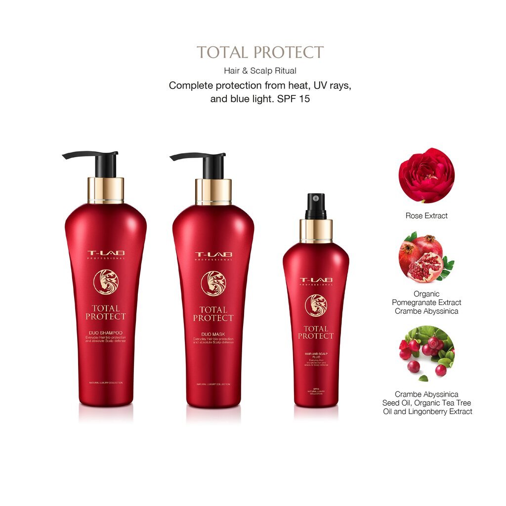 Fluīds krāsotiem vai ķīmiski apstrādātiem matiem T-LAB Professional Total Protect Hair and Scalp Fluid, 150 ml цена и информация | Kosmētika matu stiprināšanai | 220.lv