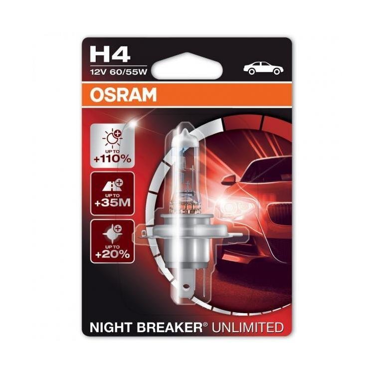 OSRAM auto spuldze H4 12V 60/55W Night Breaker Unlimited cena un informācija | Auto spuldzes | 220.lv