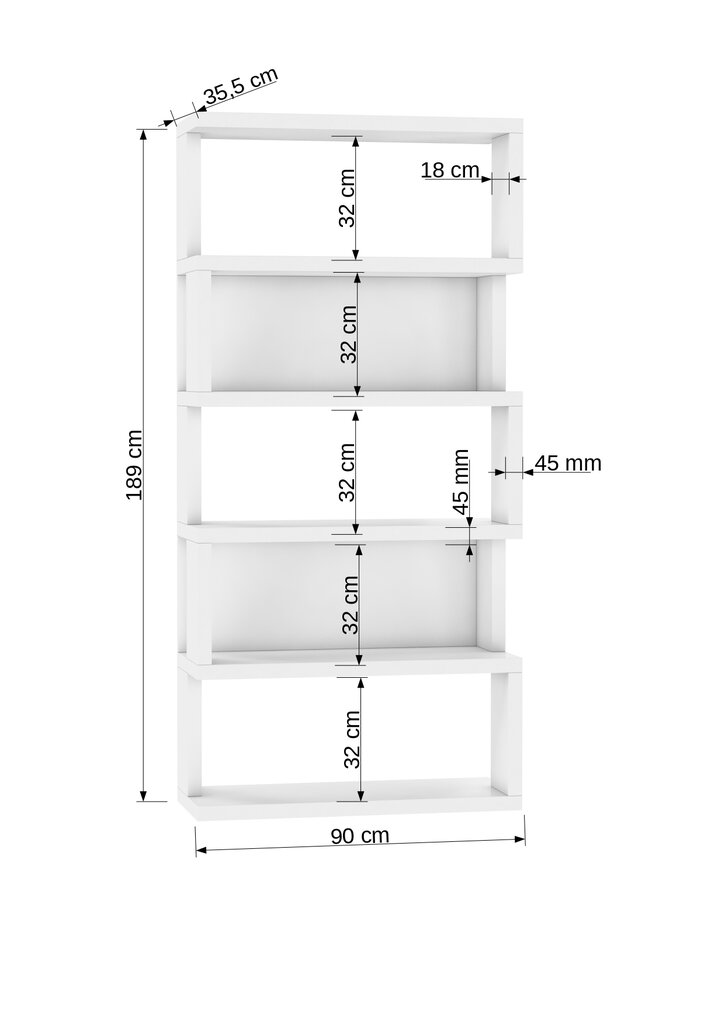 Plaukts ADRK Furniture Stephan, balts/pelēks cena un informācija | Plaukti | 220.lv