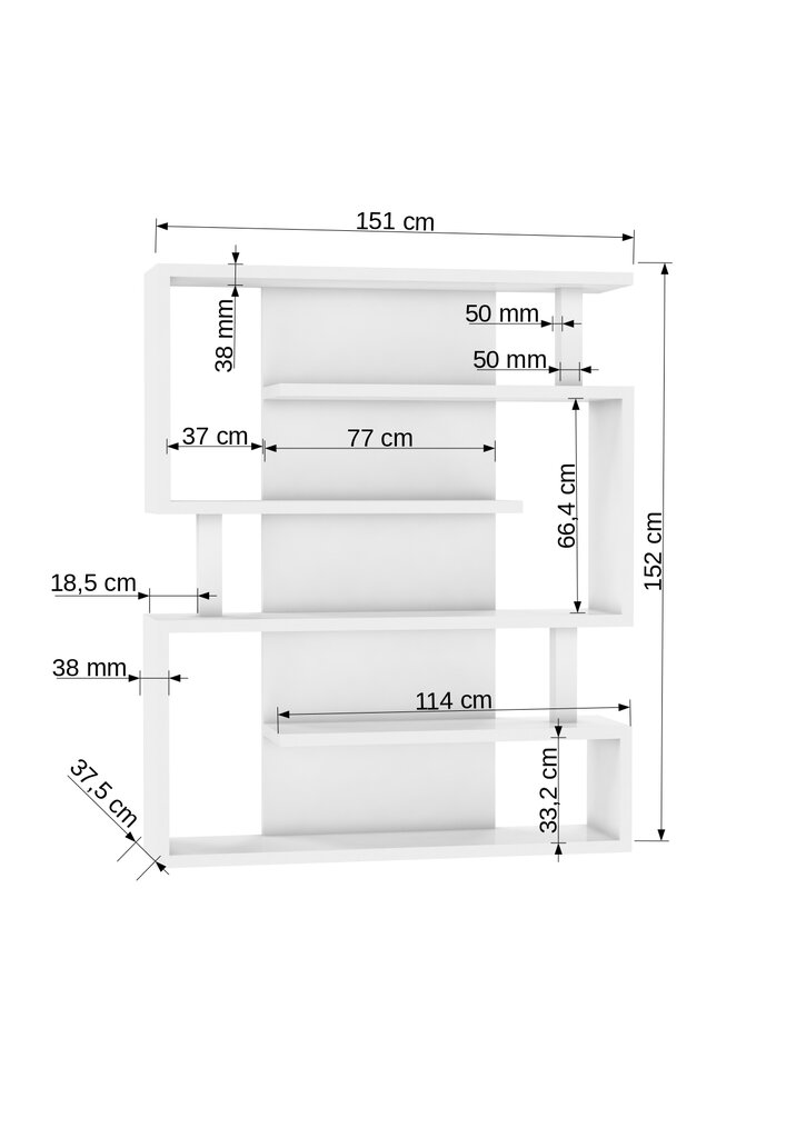 Plaukts ADRK Furniture Felipe, 185x151 cm, balts/pelēks cena un informācija | Plaukti | 220.lv