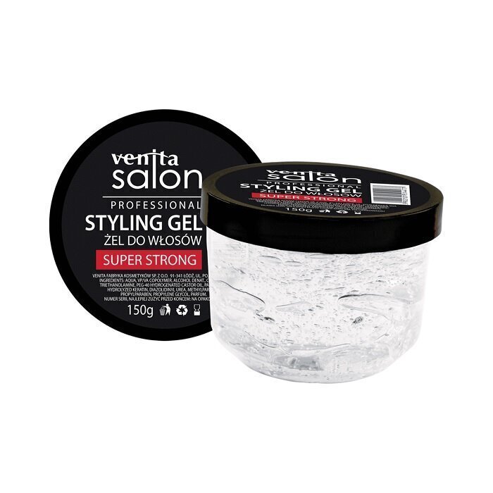 Spēcīgas fiksācijas matu ieveidošanas gels Venita Salon Professional Styling Gel Super Strong, 150g cena un informācija | Matu veidošanas līdzekļi | 220.lv