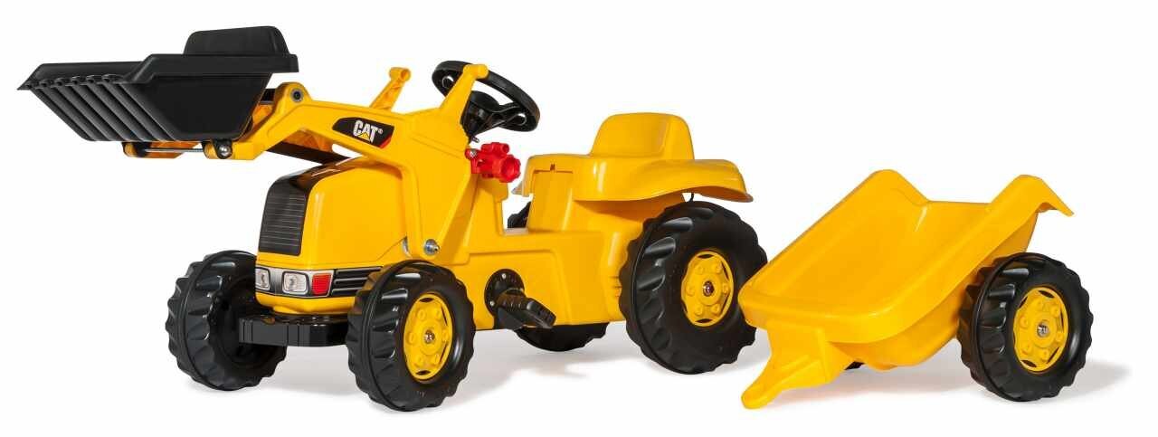 Bērnu traktors ar kausu un piekabi Rolly Toys rollyKid CAT cena un informācija | Rotaļlietas zēniem | 220.lv