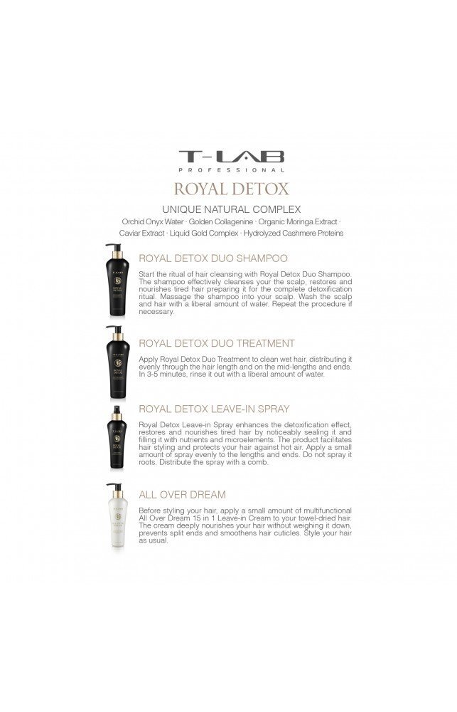 Detoksikācijas maska-kondicionieris matiem T-LAB Professional Royal Detox Duo Treatment, 300 ml cena un informācija | Matu uzlabošanai | 220.lv