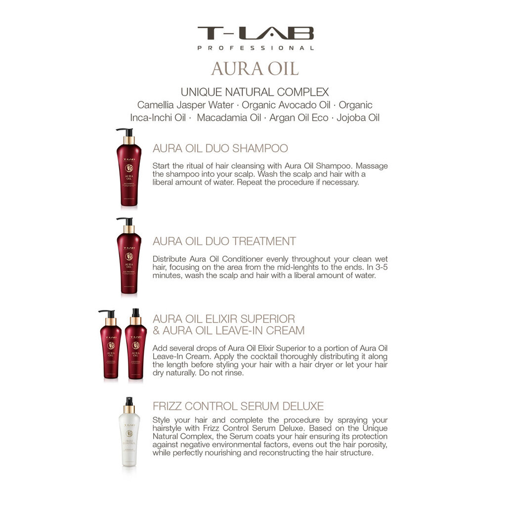 Barojošs šampūns T-LAB Professional Aura Oil Duo, 300 ml cena un informācija | Šampūni | 220.lv