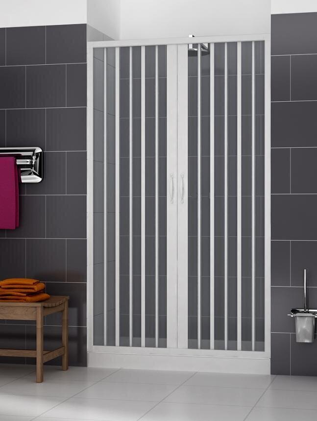 Divpusējas PVC izvelkamas dušas durvis 90/100x185cm cena un informācija | Dušas durvis, dušas sienas | 220.lv