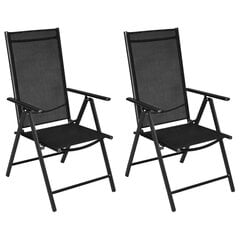 vidaXL saliekami dārza krēsli, 2 gab., alumīnijs un tekstilēns, melni цена и информация | скамейка со столиком | 220.lv