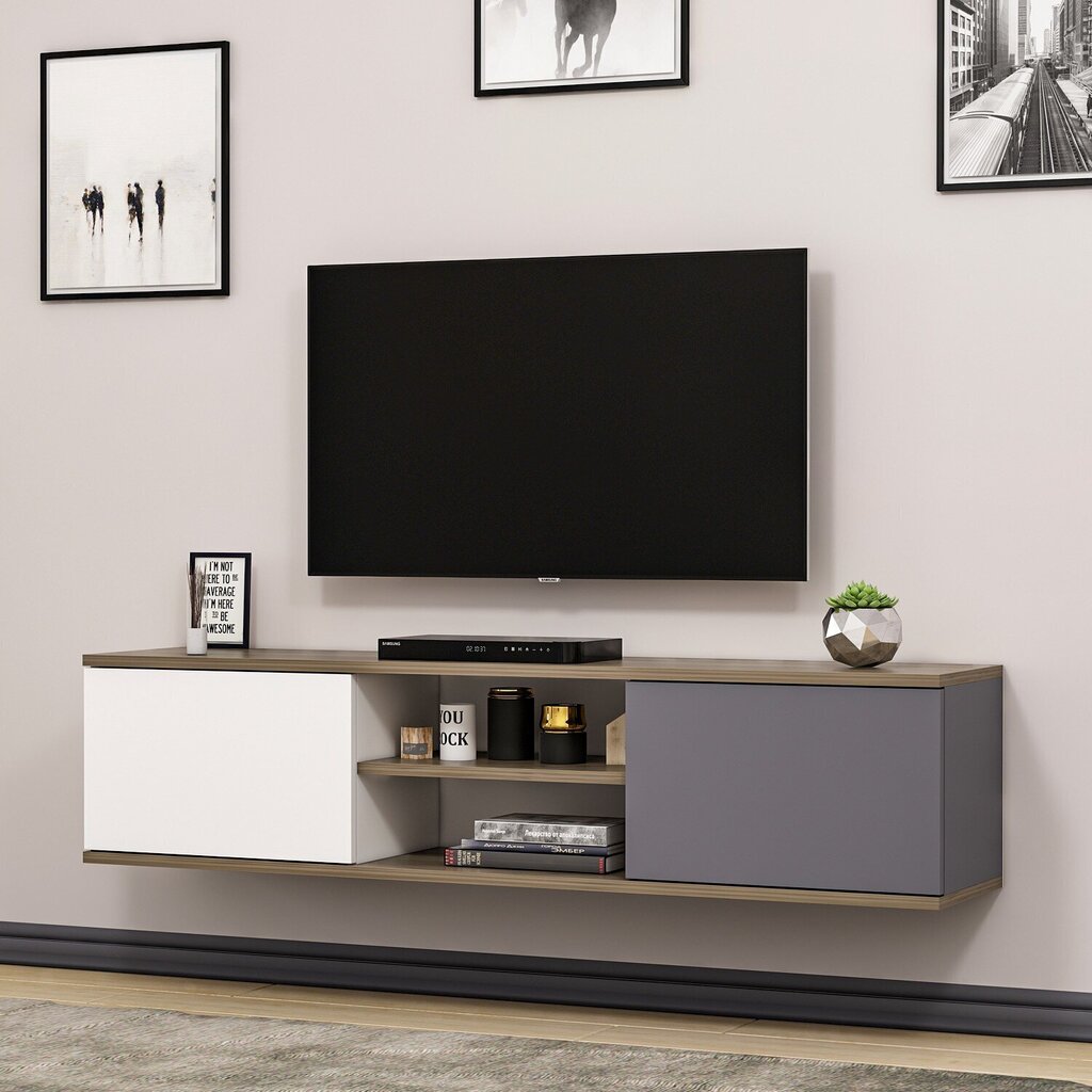 TV galdiņš Kalune Design 382 (II), 160 cm, pelēks/balts цена и информация | TV galdiņi | 220.lv