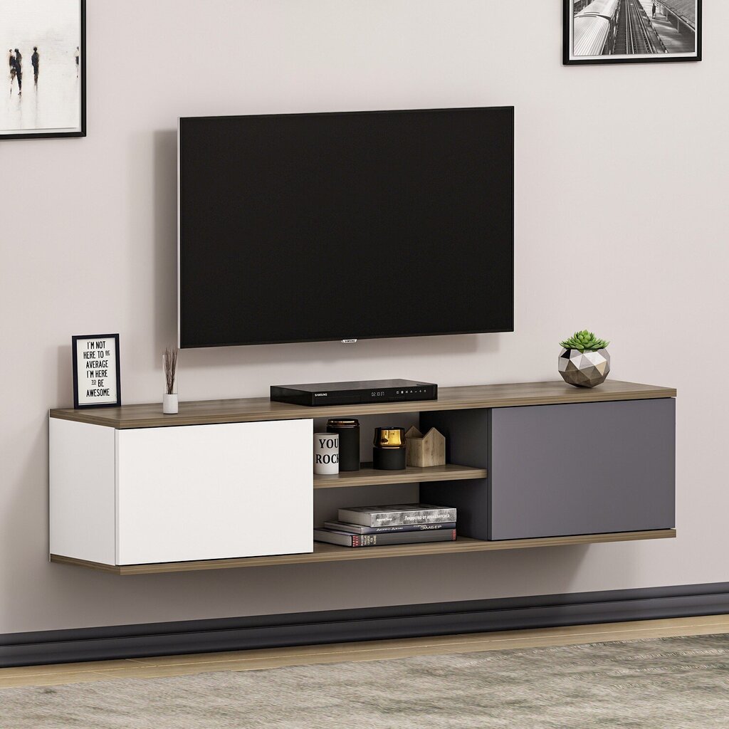 TV galdiņš Kalune Design 382 (II), 160 cm, pelēks/balts цена и информация | TV galdiņi | 220.lv