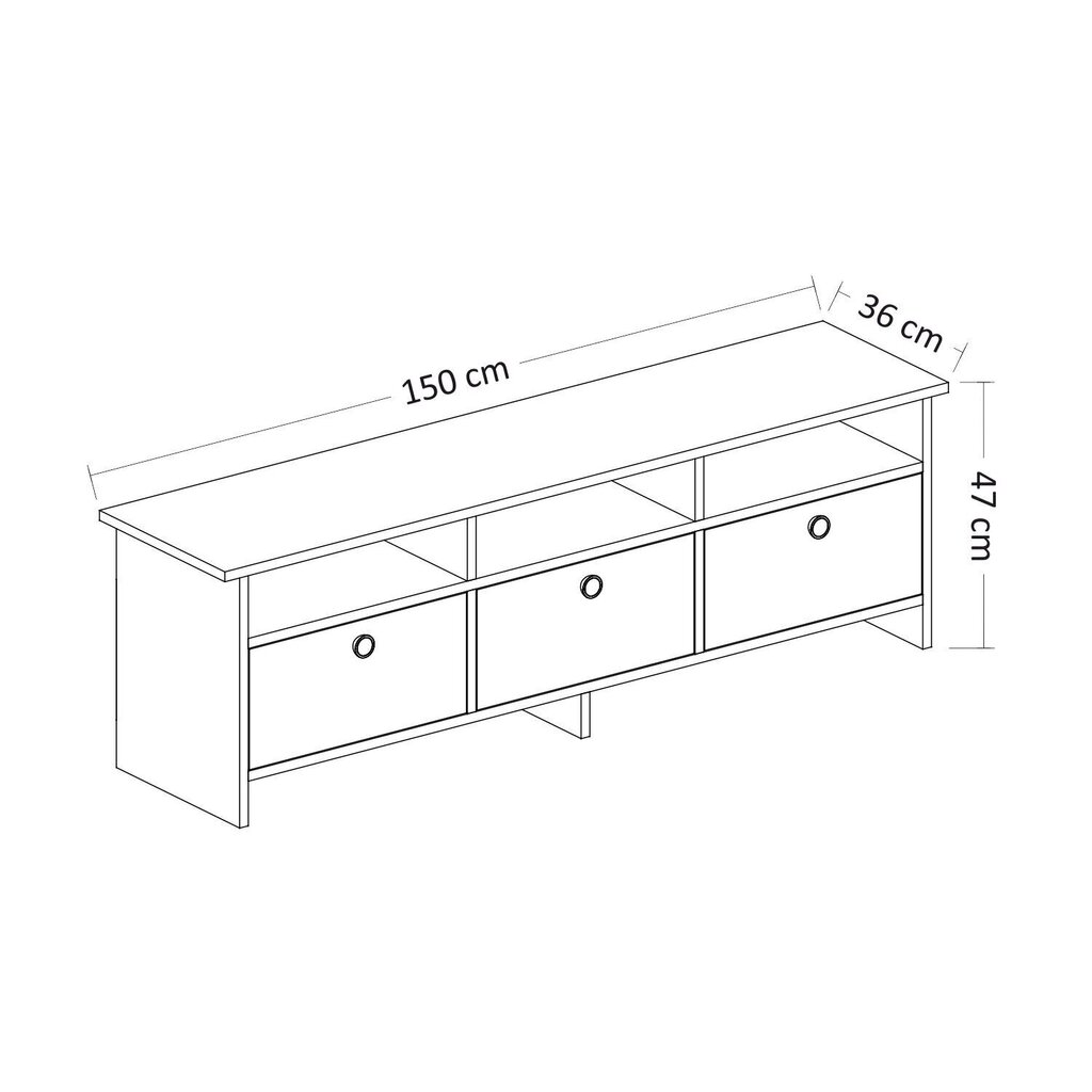 TV galdiņš Kalune Design 382 (V), 150 cm, pelēks cena un informācija | TV galdiņi | 220.lv