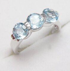 Серебряное кольцо 925 пробы синий топаз 1-3,15ct цена и информация | Кольца | 220.lv