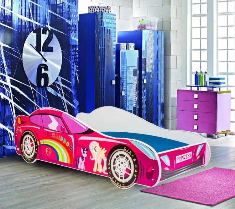 Bērnu gulta ADRK Furniture Auto, 70x140 cm, rozā цена и информация | Bērnu gultas | 220.lv