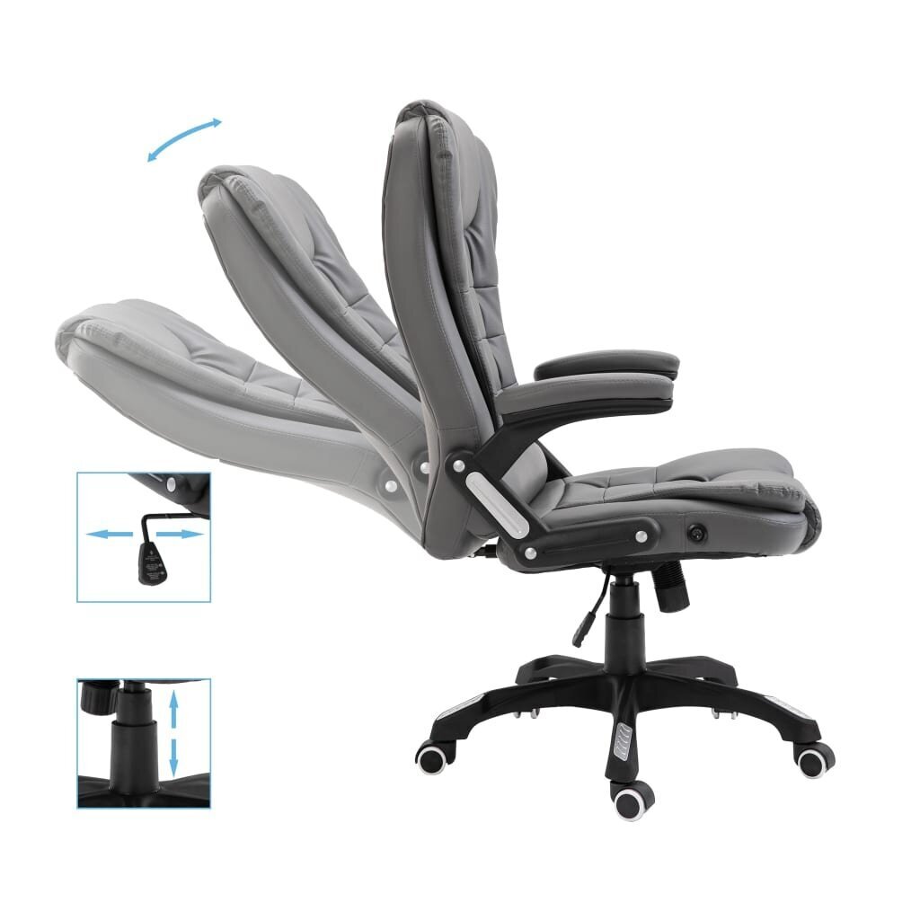 vidaXL biroja krēsls, antracītpelēka mākslīgā āda cena un informācija | Biroja krēsli | 220.lv
