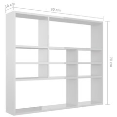 vidaXL sienas plaukts, spīdīgi balts, 90x16x78 cm, skaidu plāksne цена и информация | Полки | 220.lv