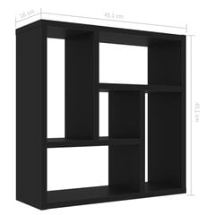 vidaXL sienas plaukts, melns, 45,1x16x45,1 cm, skaidu plāksne цена и информация | Полки | 220.lv
