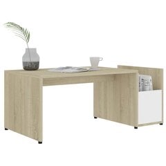 vidaXL kafijas galdiņš, baltā un ozolkoka krāsa, 90x45x35 cm cena un informācija | Žurnālgaldiņi | 220.lv