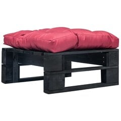 vidaXL dārza palešu soliņš ar sarkanu matraci, melns koks цена и информация | скамейка со столиком | 220.lv