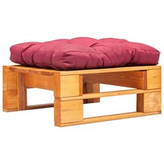 vidaXL dārza palešu soliņš ar sarkanu matraci, medus brūns koks цена и информация | скамейка со столиком | 220.lv