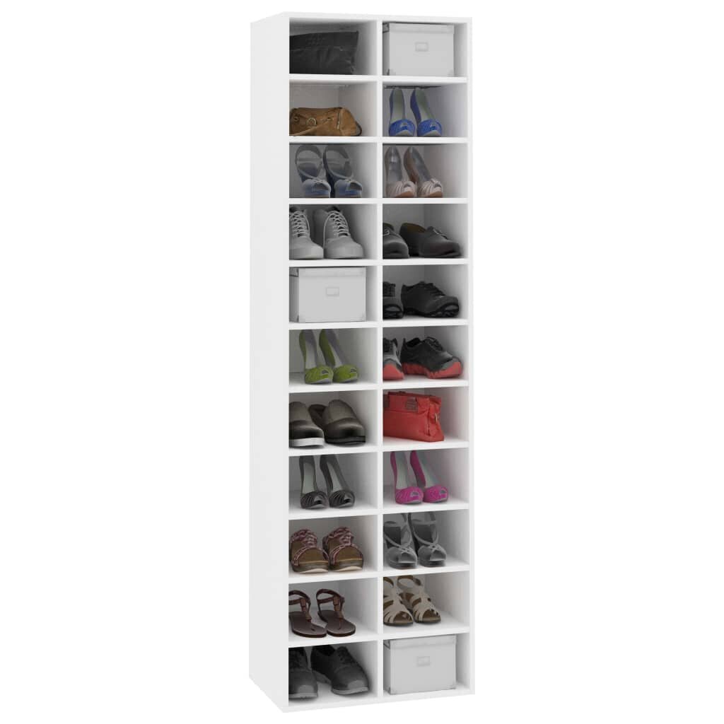 vidaXL apavu skapis, balts, 54x34x183 cm, kokskaidu plāksne цена и информация | Apavu skapji, apavu plaukti, priekšnama soliņi | 220.lv