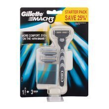 Бритва + 3 сменные кассеты Gillette Mach 3 цена и информация | Косметика и средства для бритья | 220.lv