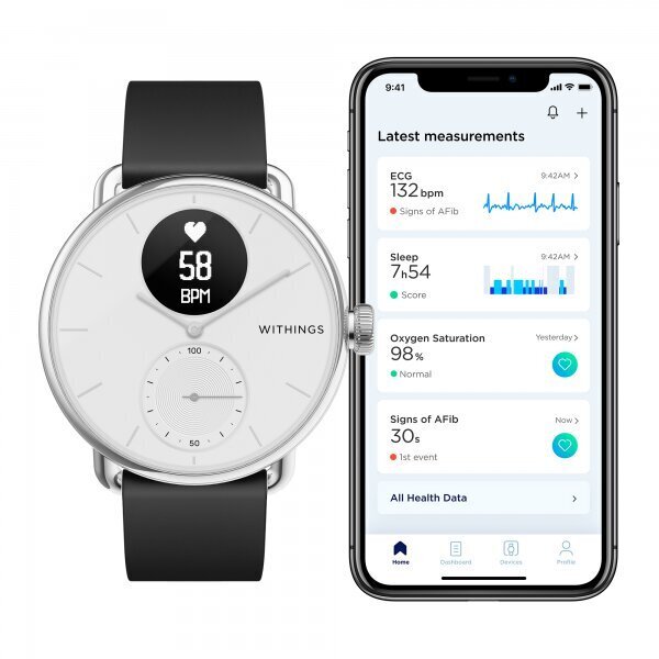 Withings ScanWatch Hybrid White cena un informācija | Viedpulksteņi (smartwatch) | 220.lv