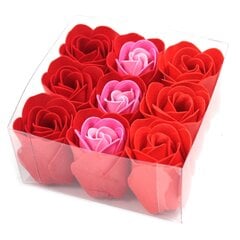 Sarkanās ziepju rozes kastē, 9 gab. cena un informācija | Ziepes | 220.lv