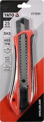 Нож с ломающимся лезвием 25 мм (сталь СК5) YT-75101 цена и информация | Механические инструменты | 220.lv