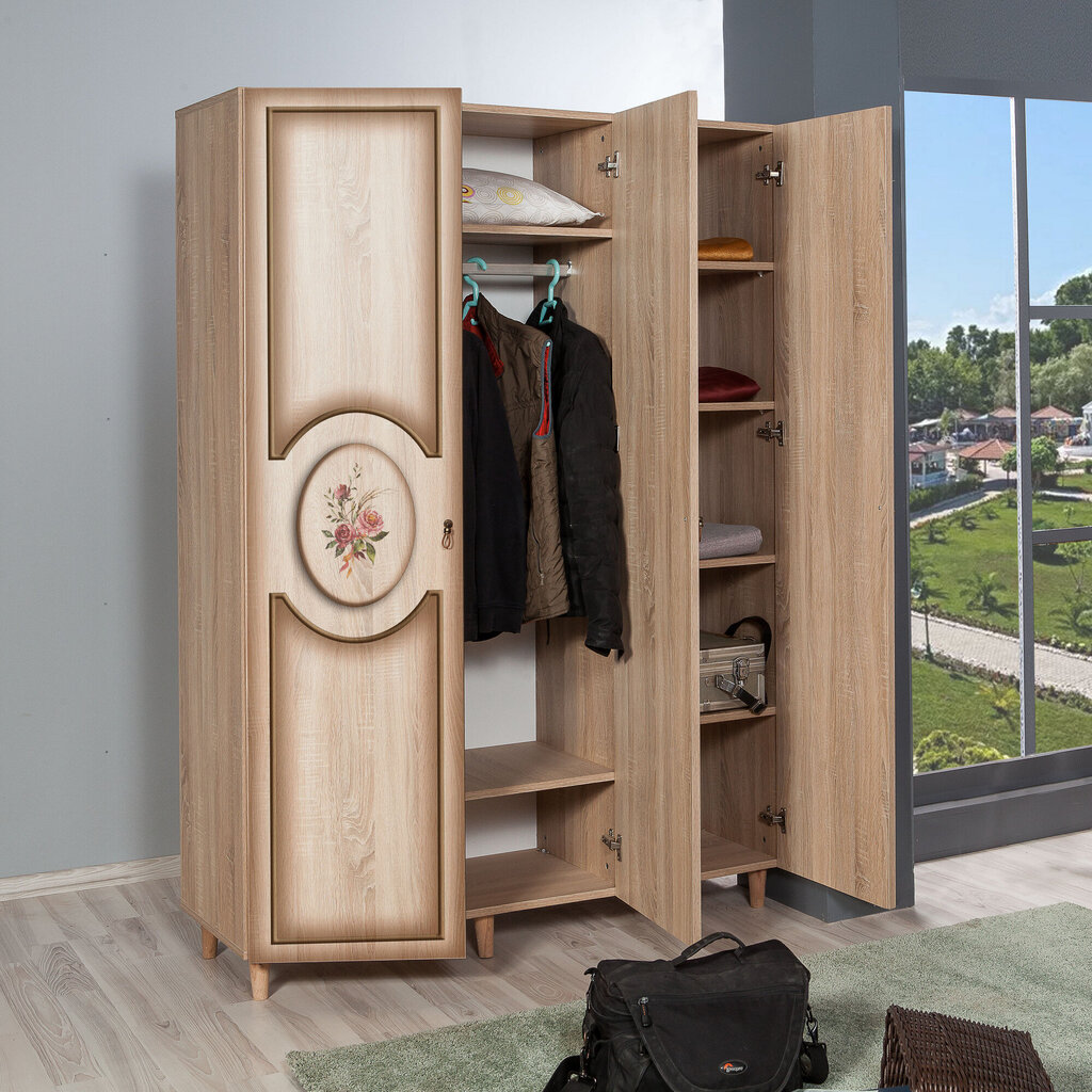 Skapis Kalune Design Wardrobe 863 (VI), 135 cm, ozola krāsas/brūns cena un informācija | Skapji | 220.lv