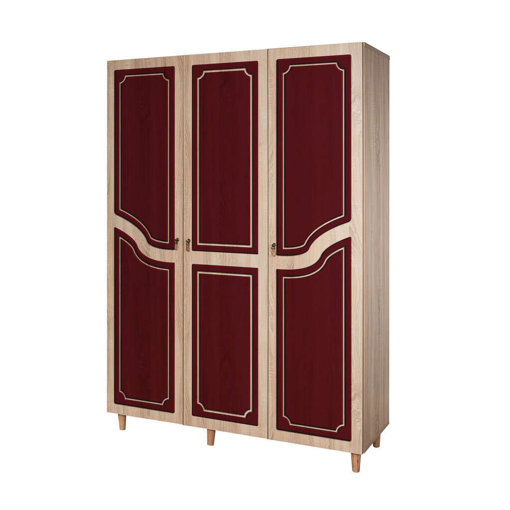 Skapis Kalune Design Wardrobe 863 (VI), 135 cm, ozola krāsas/sarkans cena un informācija | Skapji | 220.lv