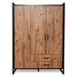 Skapis Kalune Design Wardrobe 570, 135 cm, gaiši brūns/melns cena un informācija | Skapji | 220.lv