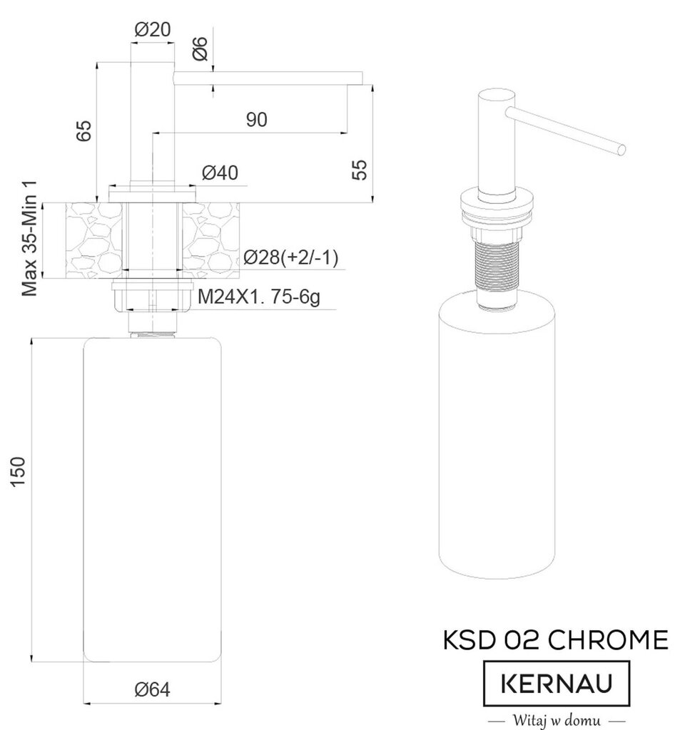 Dozators Kernau KSD 02 Chrome cena un informācija | Piederumi virtuves izlietnēm un jaucējkrāniem | 220.lv