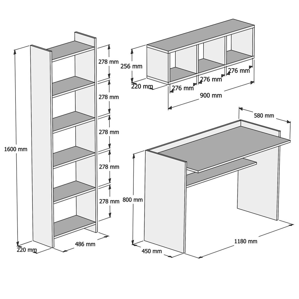 Rakstāmgalds ar plauktu Kalune Design 566, balts цена и информация | Datorgaldi, rakstāmgaldi, biroja galdi | 220.lv