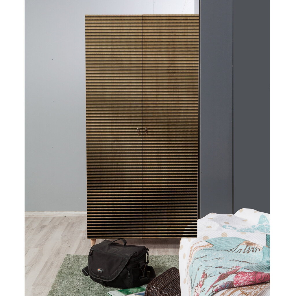 Skapis Kalune Design Wardrobe 869 (IV), 90 cm, ozola krāsas/dzeltens cena un informācija | Skapji | 220.lv