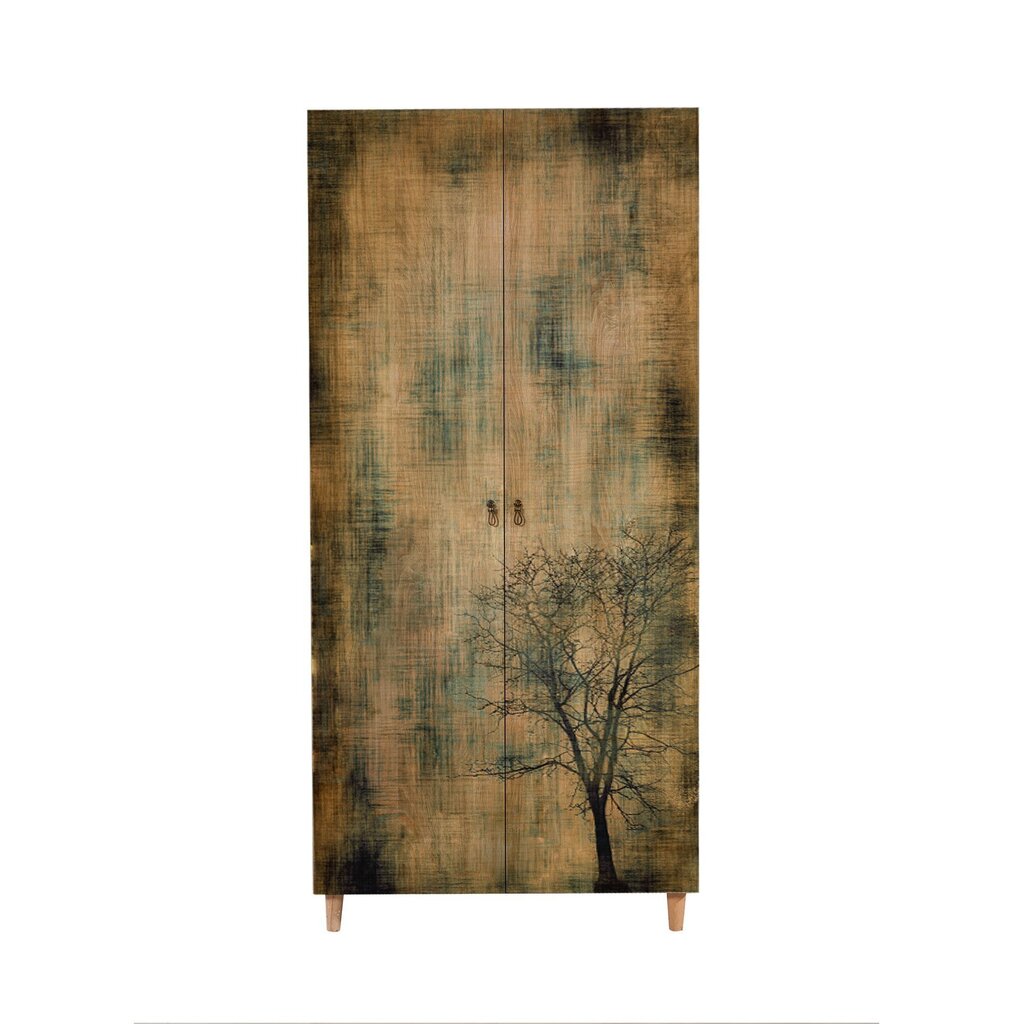 Skapis Kalune Design Wardrobe 863 (I), 90 cm, ozola krāsas/tumši zaļš cena un informācija | Skapji | 220.lv