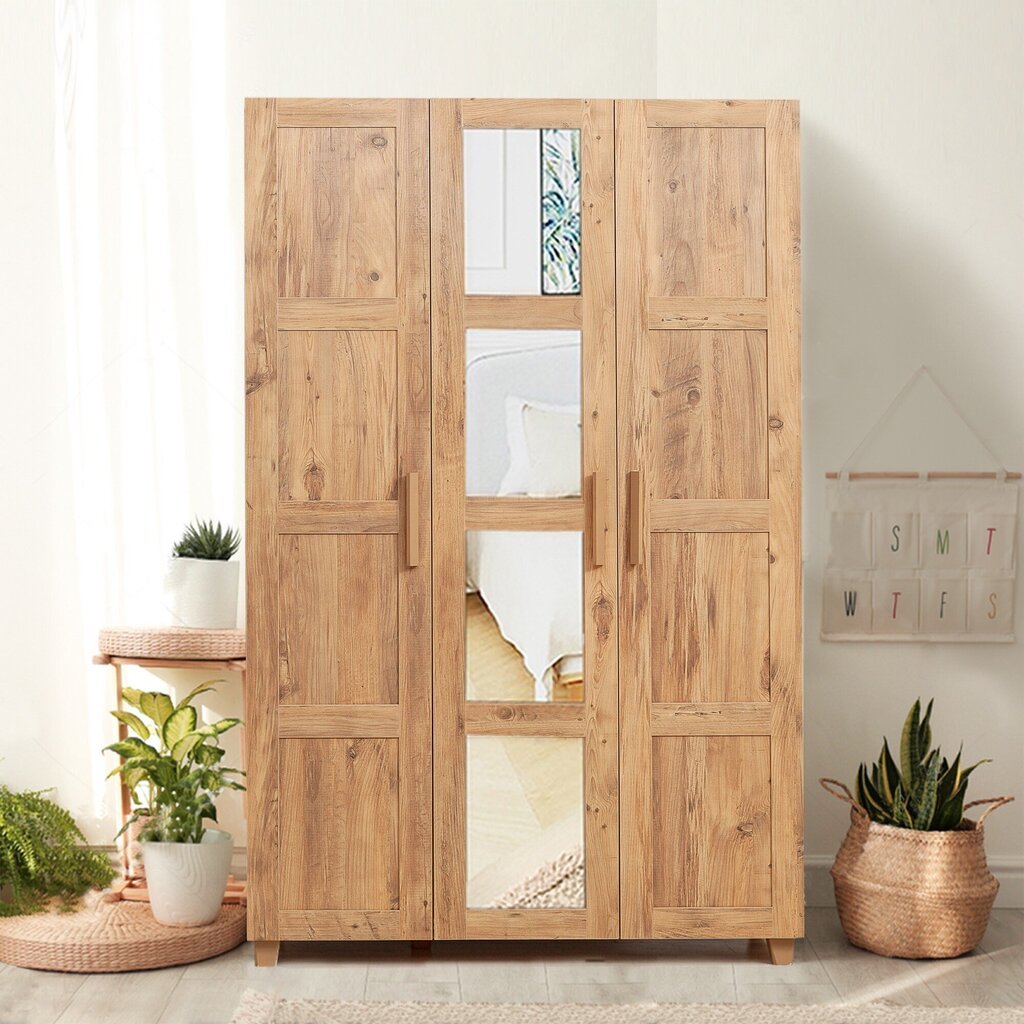 Skapis Kalune Design Wardrobe 869 (III) ar spoguli, 120 cm, gaiši brūns цена и информация | Skapji | 220.lv