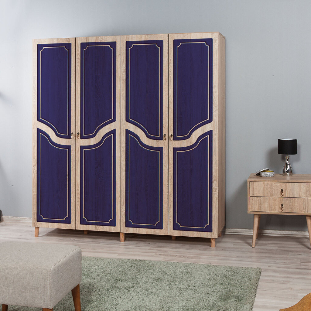 Skapis Kalune Design Wardrobe 863 (II), 180 cm, ozola krāsas/tumši zils cena un informācija | Skapji | 220.lv