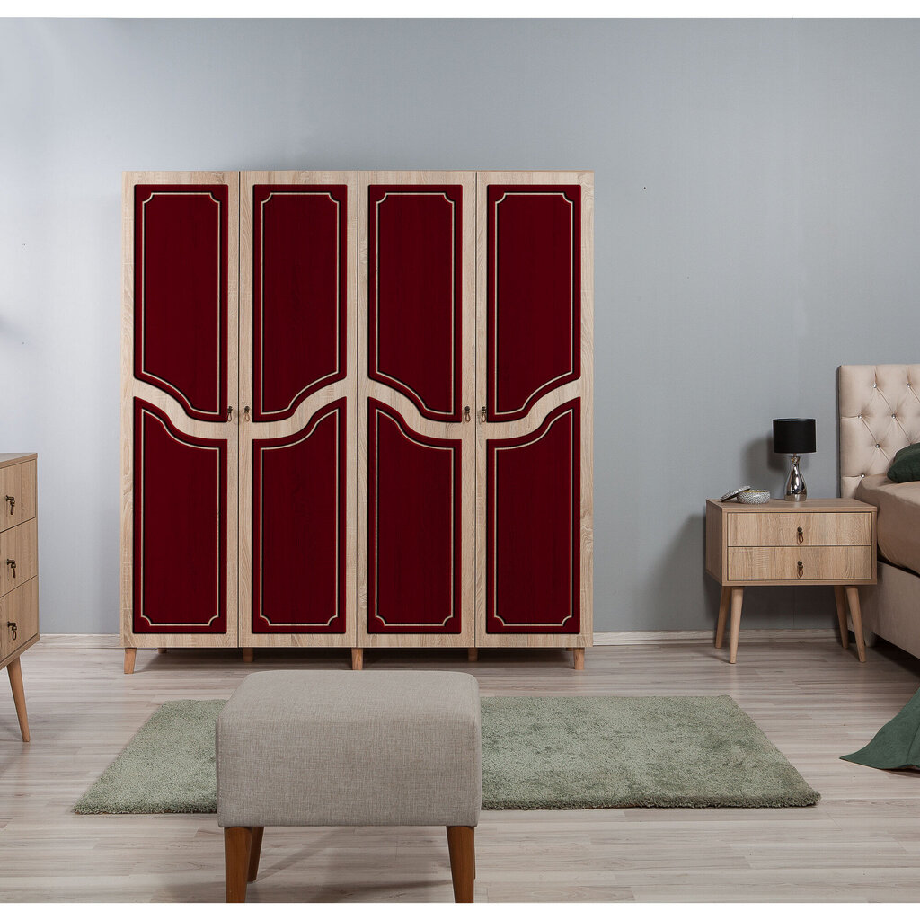 Skapis Kalune Design Wardrobe 863 (II), 180 cm, ozola krāsas/sarkans cena un informācija | Skapji | 220.lv