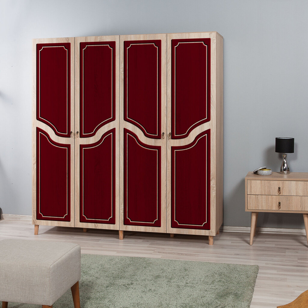 Skapis Kalune Design Wardrobe 863 (II), 180 cm, ozola krāsas/sarkans cena un informācija | Skapji | 220.lv