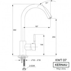 Водяной смеситель Kernau KWT 07 CHROME 30145 цена и информация | Смесители | 220.lv