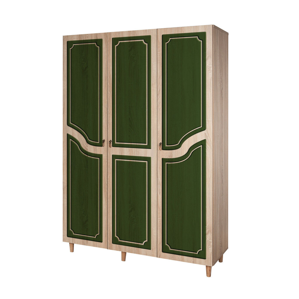 Skapis Kalune Design Wardrobe 863 (VI), 135 cm, ozola krāsas/tumši zaļš цена и информация | Skapji | 220.lv