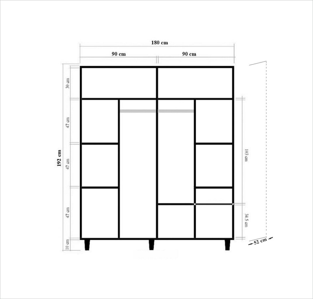 Skapis Kalune Design Wardrobe 863 (II), 180 cm, ozola krāsas/aļš cena un informācija | Skapji | 220.lv